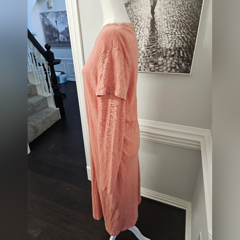 ATM ANTHONY THOMAS MELILLO Layered slub cotton-jersey midi dress XL Antique Rose - Picture 7 of 12